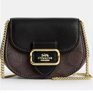 LAST CHANCE Coach Morgan Card Case Chain in Blocked Signature Canvas NWOT RARE